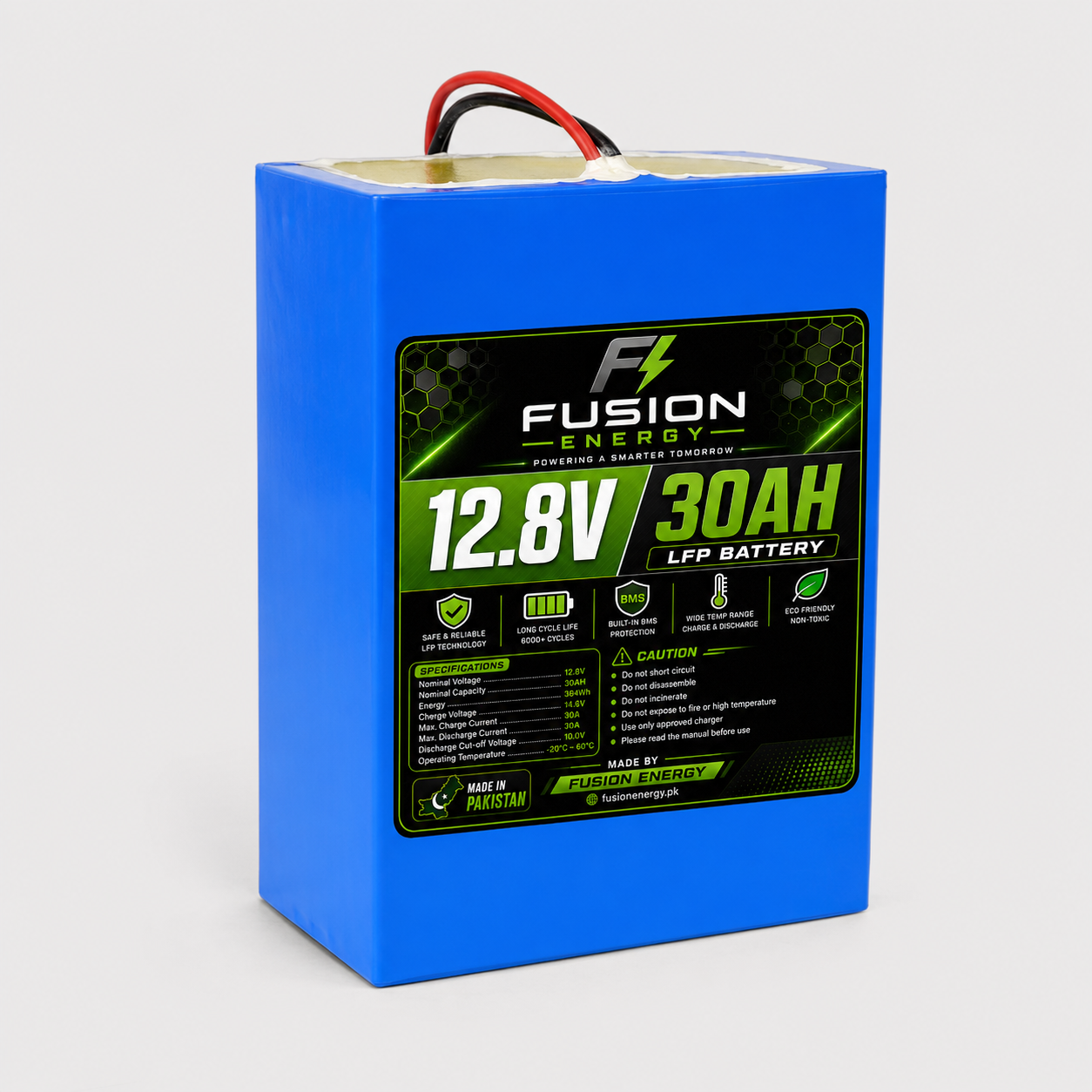 Fusion Energy 12.8V 30Ah LiFePO₄ Battery with Built-in BMS