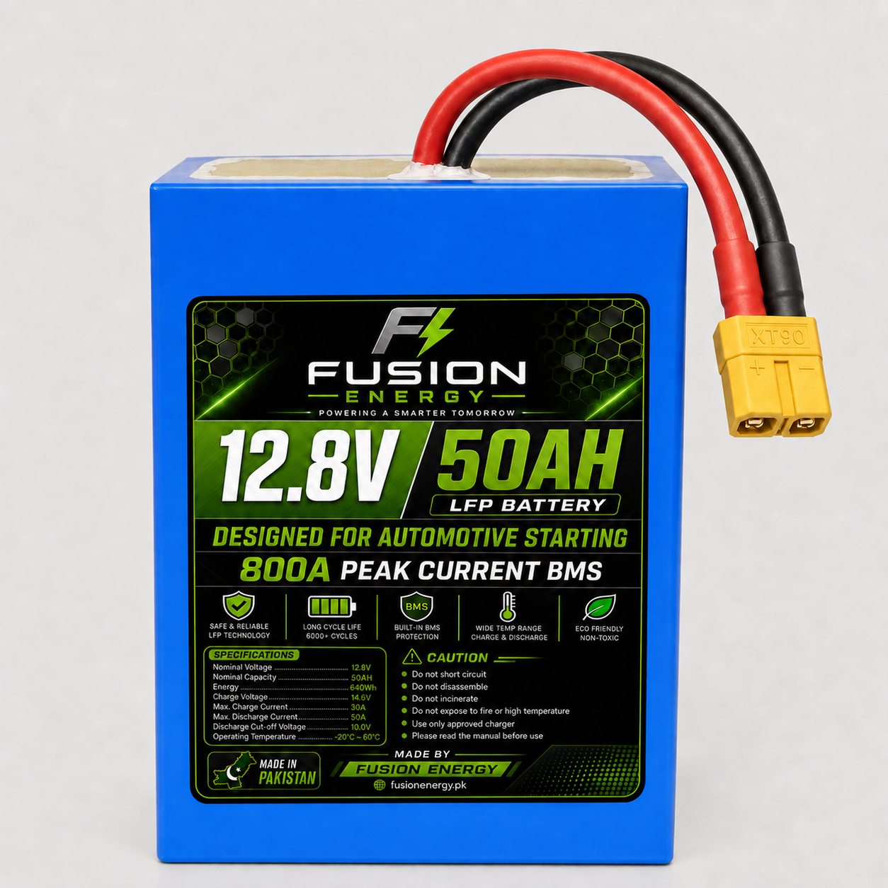 12.8V 50Ah LiFePO₄ Car Starter Battery with 800A Peak BMS
